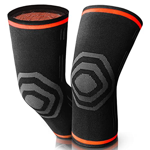 Anoopsyche Ginocchiera Ortopedica Sportiva Compressione Ginocchio, Tutore Ginocchio Legamenti Menisco artrite, tendinite, corsa, squat, sport (XL, arancia)