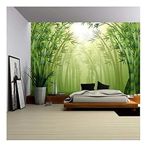 Illustration of The Bamboo Trees Inside The Forest - Removable Wall Mural | Self-Adhesive Large Wallpaper - 66x96 inches