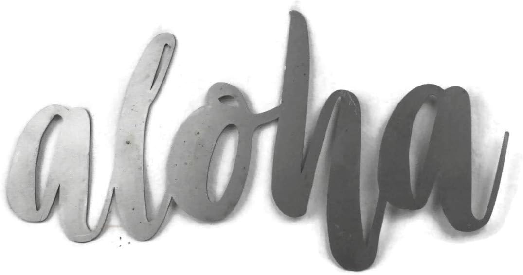 Steel Metal Script Word Art - Various Sizes and Finishes (aloha Small 11.75x6", Raw, Unfinished Steel)