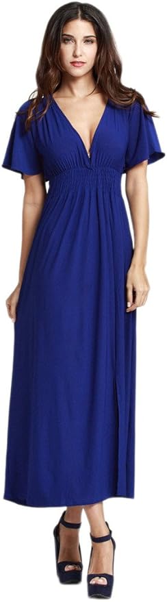 Jixin4you 半袖 リゾートワンピース レディース Vネック マキシワンピース サンドレス カジュアル ビーチ 旅行 ワンピース チュニック 通販 Amazon