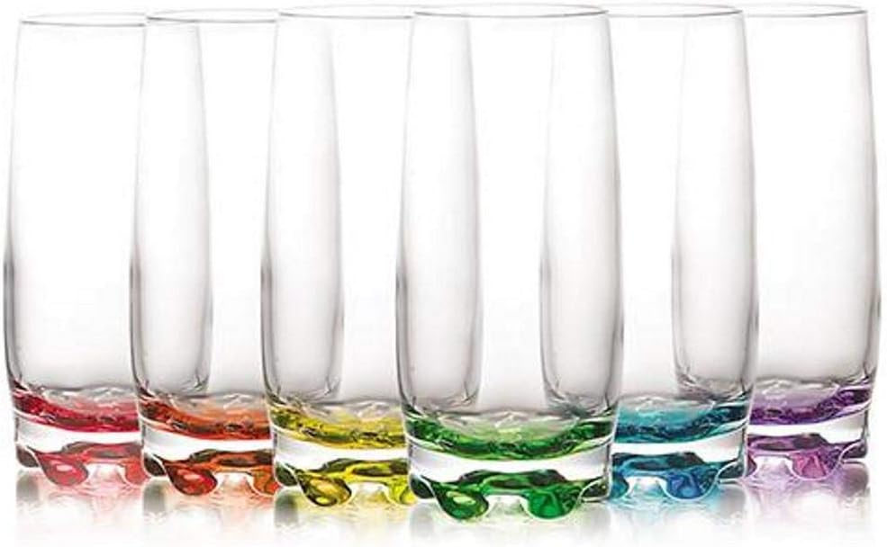 6x Multicolour 390ml Adora Highball Glasses - Tall Hi Ball Glass Water Gin Juice Cocktail Drinking Glassware Tumblers Set - By LAV - Image 3