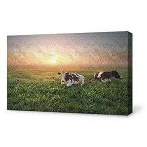 Canvas Wall Art for Living Room,Bedroom Home Artwork Paintings Cow Ready to Hang - 12x18 inches