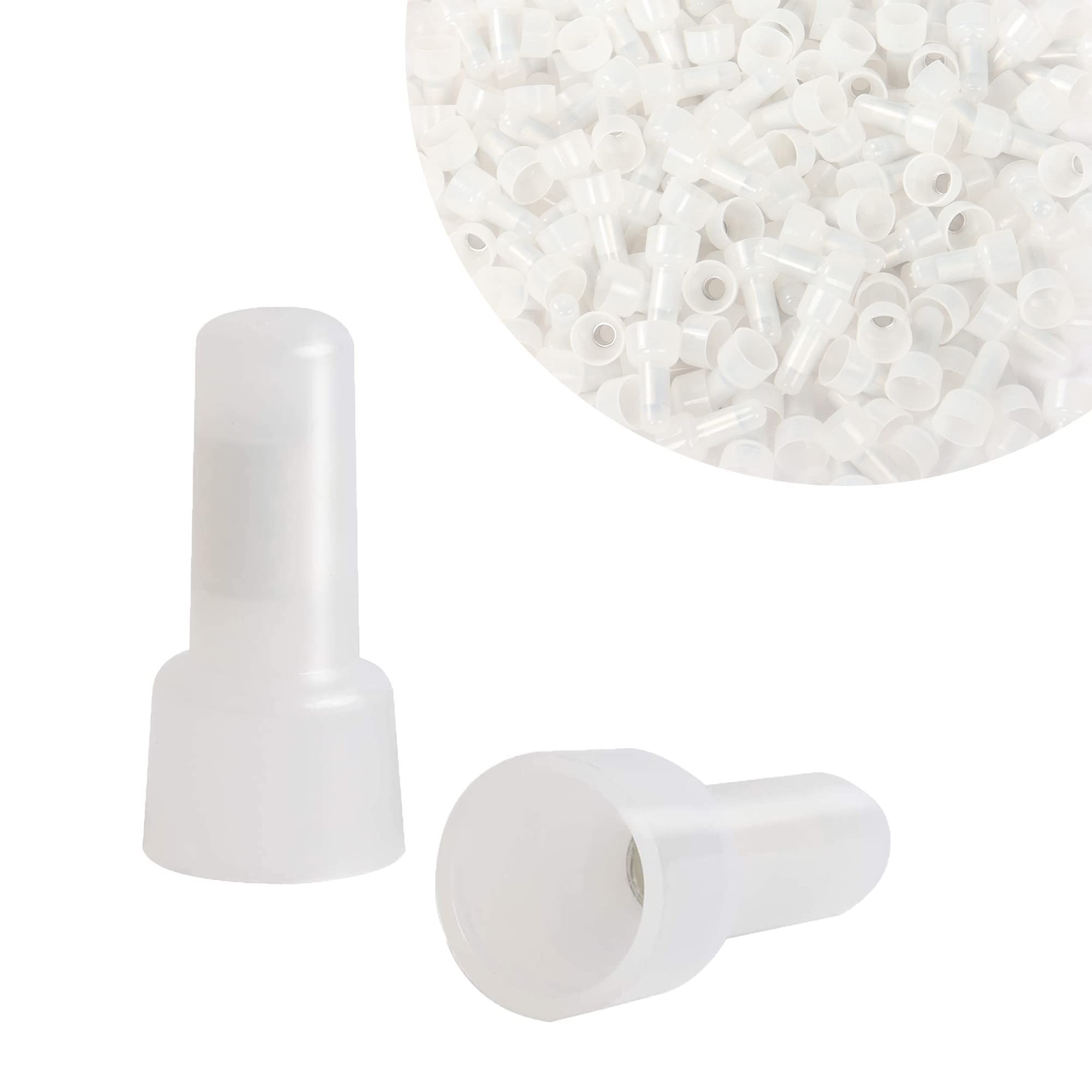 QIANRENON 300 Pcs Aluminum Core Quick Connector Nylon Crimp Cap Wire End Terminal, 16-14 AWG, Translucent, CE2