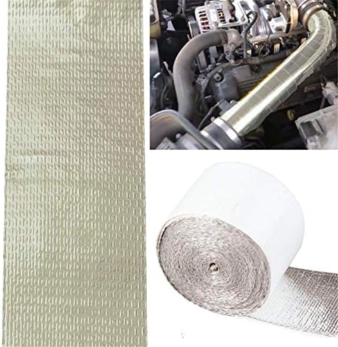 5cm500cm Heat Reflective Aluminum Foil Tape with Self Adhesive Backed Wrap Barrier for Car Truck Motorcycle Ducts Engine Pipe Cover (Silver)