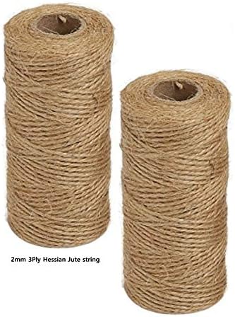 Neofleur Twine, Natural Thick Jute String 3Ply Jute Rope for Floristry, Gifts, DIY Arts&Crafts, Decoration, Bundling, Garden and Recycling (Brown) 2 Rolls