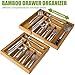 Syjunf Kitchen Drawer Organizer Bamboo Expandable Silverware Organizer, Adjustable Desk Drawer Divider, Large Utensil, Cutlery, Tools, Stationary & Silverware Tray - 8 Compartments