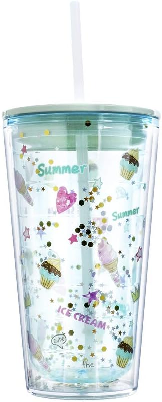 Protauri 600 Ml Plastik Becher Mit Deckel Und Strohhalm Doppelwandig Wiederverwendbar Trinkbecher Kaffeebecher Isoliert Trinkflasche Tasse Fur Saft Kaffee Wasser Milk Kinder Und Erwachsene Amazon De Kuche Haushalt