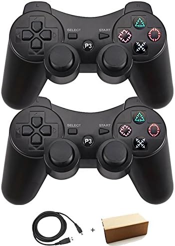 Kolopc Wireless Bluetooth Controller For PS3 Double Shock - Bundled with USB charge cord … (Black and Black)