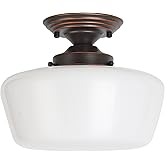 KnLnny Ware Oil Rubbed Bronze Flush Mount Ceiling Light with Classical Glass Shade, Ceiling Light Fixture for Hallway Porch C