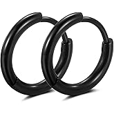 316L Surgical stainless steel hoop earrings 8mm/10mm/12mm Hypoallergenic Huggie Earrings Small Hoop Sliver Black Sleeper Earrings For Women Men