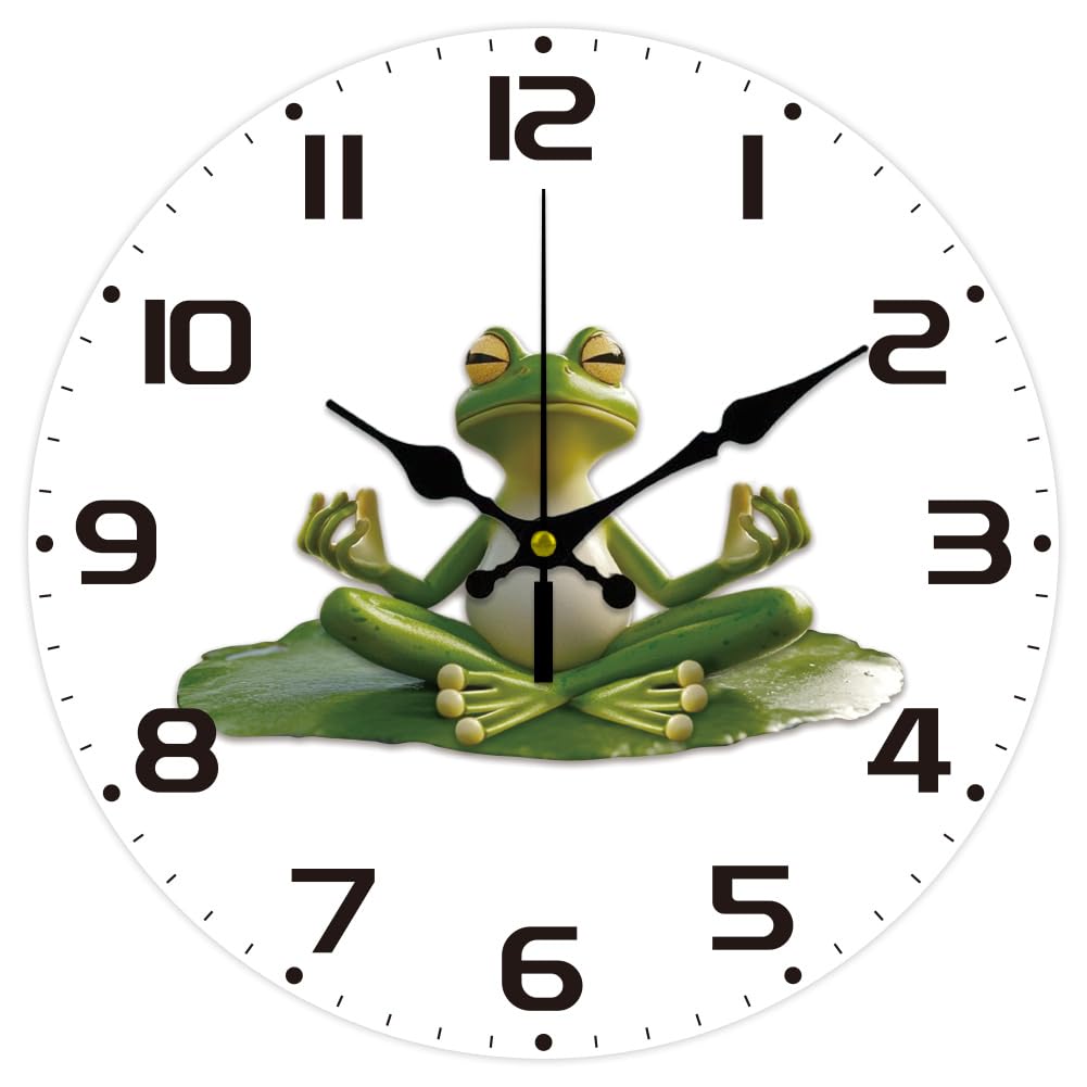 Photo 1 of CHGCRAFT 12inch Frog Yoga Pattern Wall Clock Battery Operated Silent Non Ticking Round Decorative Clock for Office Home Living Room Bedroom Bathroom Kitchen Decor, Frog