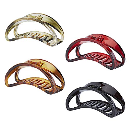 4 Pack Large Clear Transparent Black Brown Red Butterfly Octopus Arcylic Resin Plastic Hair Claw Clips Crab Jaw Barrettes Grips Clamps Clasp Pins Decorative Bangs Buns Twist Hair Accessories for Women - Thumbnail 6