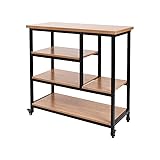 Coral Flower Cart with Wooden Top Kitchen Islands