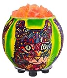 Himalayan CrystalLitez Himalayan Salt Lamp With Dimmer Cord,Pure Salt Crystals In A Handcrafted and Glowing Artisan Bowl, Air Purifier and Aromatherapy Salt Lamp UPGRADED designs (Bohemian Cat)