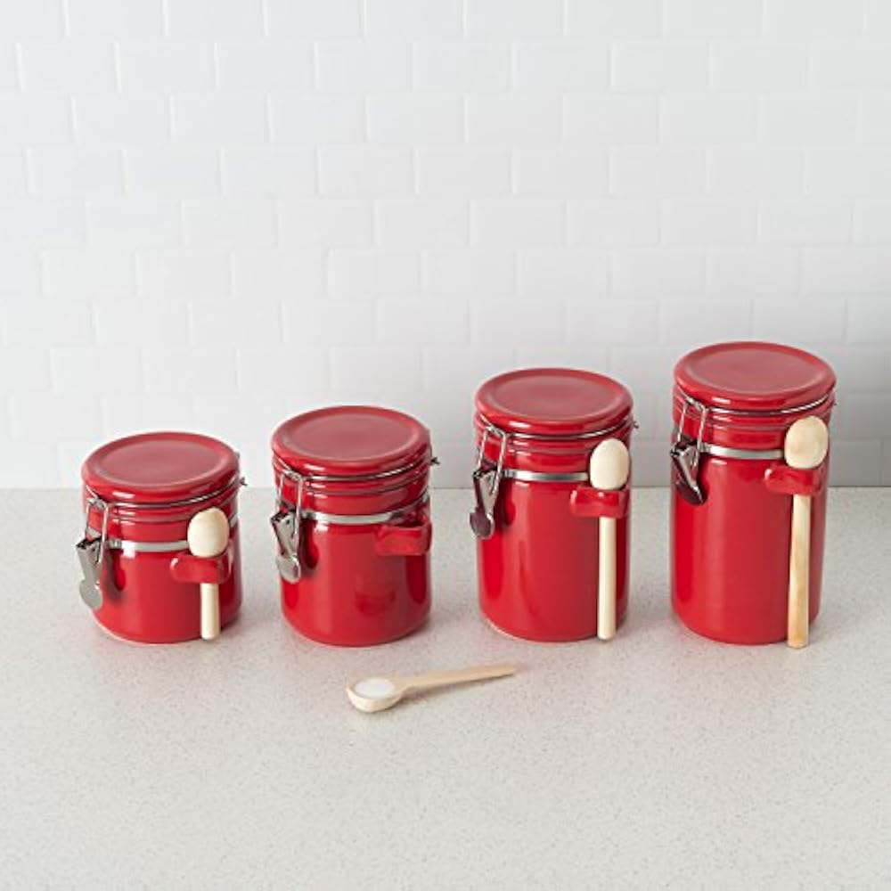 Home Basics CS44155 Piece Ceramic Spoon Airtight Set, Food Storage