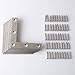 Alise L Flat Brackets,Corner Bracket Corner Brace Mending Plate Repair 80mm x 80mm Stainless Steel Flat Braces for Wood Tables, Chairs, Sofas, Beds, Cabinets, Doors and Windows,Brushed,Pack of 10