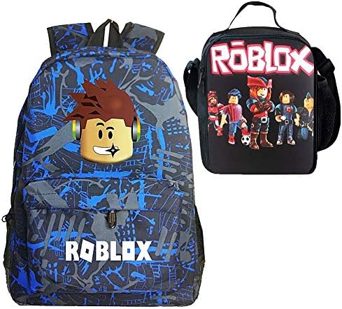 Kid Roblox Backpack + Insulated Lunch Box School Travel Outdoor Camouflage Boy