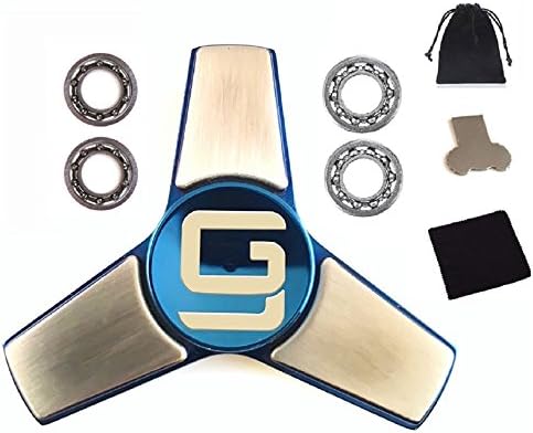 Zeus Executive Package by GodSpin | Custom Fidget Spinner | Ultra Smooth Hybrid Ceramic R188 | Up to 5+ Mins Spin | Premium Metal | 2017 Best Toys | FREE Bearings &amp; Accessories (Blue/Silver)