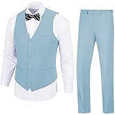 JOYLYJOME Men's Suit 2 Pieces Suit Vest Pants Set,Slim Fit Formal Bussiness Wedding Prom Suits for Men