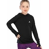 Girls Long Sleeve Shirt UPF50+ Lightweight Hoodie Thin Active Tee Workout Running Pullover Top with Thumb Hole 3-12Years