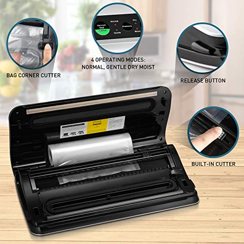 Baulia Automatic Vacuum Food Sealer - Air Sealing Machine for Food Preservation, Compact Design, Silver