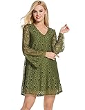 Zeagoo Women's V Neck Flare Sleeve Crochet Lace A-Line Cocktail Party Dress