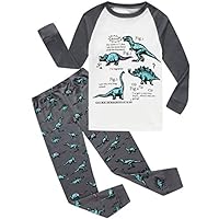 Boys Pajamas Dinosaur Toddler Clothes Set 100% Cotton Little Kids Pjs Sleepwear Size 14 White