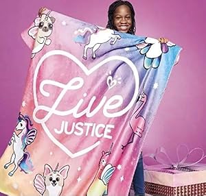 Image of Justice Plush Sherpa Blanket Live Besties