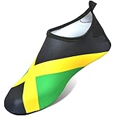 VOARYISA Water Shoes for Women and Men Quick-Dry Swim Beach Shoes for Outdoor Surfing Yoga Exercise Jamaica Flag Caribbean Reggae Rasta