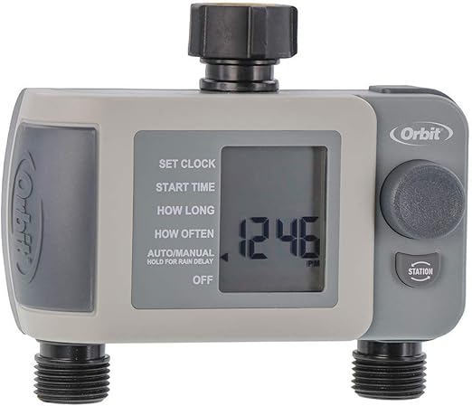Amazon Com Orbit 24621 2 Outlet Hose Faucet Timer Gray Renewed