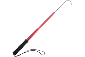 BESPORTBLE Adjustable Telescopic Fishing Gaff with Stainless Steel Hook and Red Rubber Grip Retractable Fish