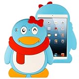 HHI Cute Winky Penguin Silicone Skin Case for iPad Mini 3, iPad Mini Retina Display and iPad Mini - Blue (Package include a HandHelditems Sketch Stylus Pen)
