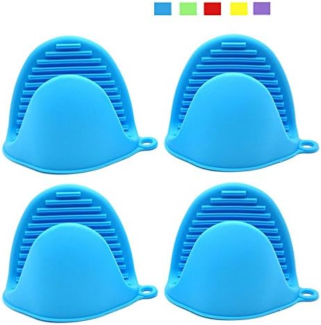 Pot Holder, Silicone Oven Mitts Non-Slip Handle Holders Strong Grip Heat Resistant Gloves(Color Random) (2 Pairs)