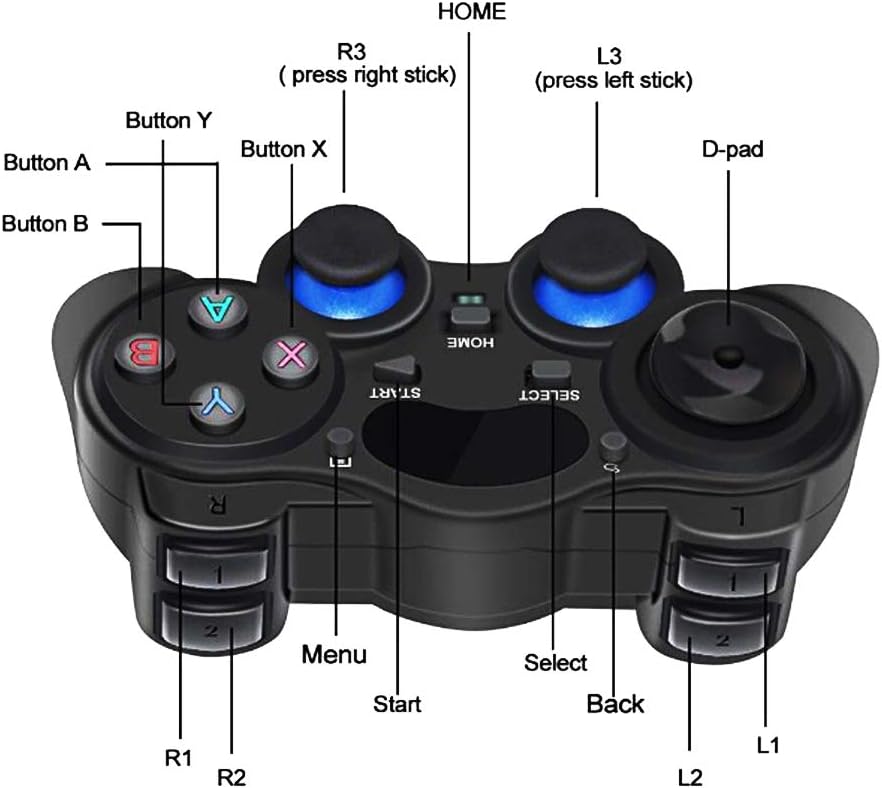EIFFTER USB Wireless Gaming Controller Gamepad for PC/Laptop Computer(Windows XP/7/8/10) & PS3 & Android & Steam (Black1): Computers & Accessories