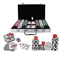 Doublefan Poker Chips Set, Heavy Duty 11.5 Gram Clay Poker Chips Set Texas Holdem Blackjack Gambling Chips Aluminum Case (300psc)