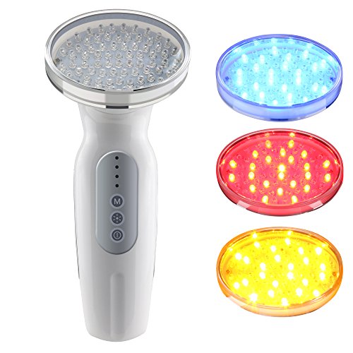 Skin Care Photon Facial Treatment Device Portable Body Face Wrinkle Release Skin Tone Corretor Brightening Anti Age Spot Fading Acne Scar Pimple Remover 3 LED Light Red Blue Yellow (White)