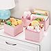 mDesign Fabric Drawer Organizer Bins, Kids/Baby Nursery Dresser, Closet, Shelf, Playroom Organization, Hold Clothes, Toys, Diapers, Bibs, Blankets, 2 Pack - Pink Herringbone