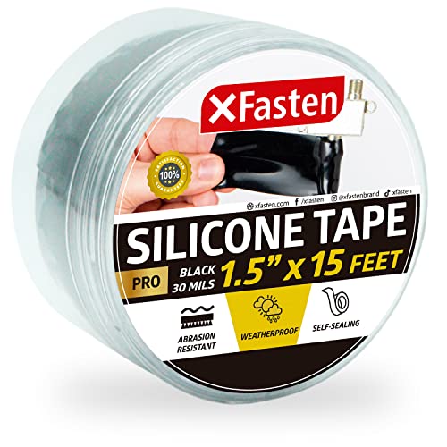 XFasten Selffusing Silicone Tape Pro, Black, 1.5Inch x 15Feet