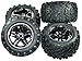 Traxxas E-Maxx Brushless * 4 MAXX TIRES, INSERTS & SS BLACK CHROME 17mm WHEELS *