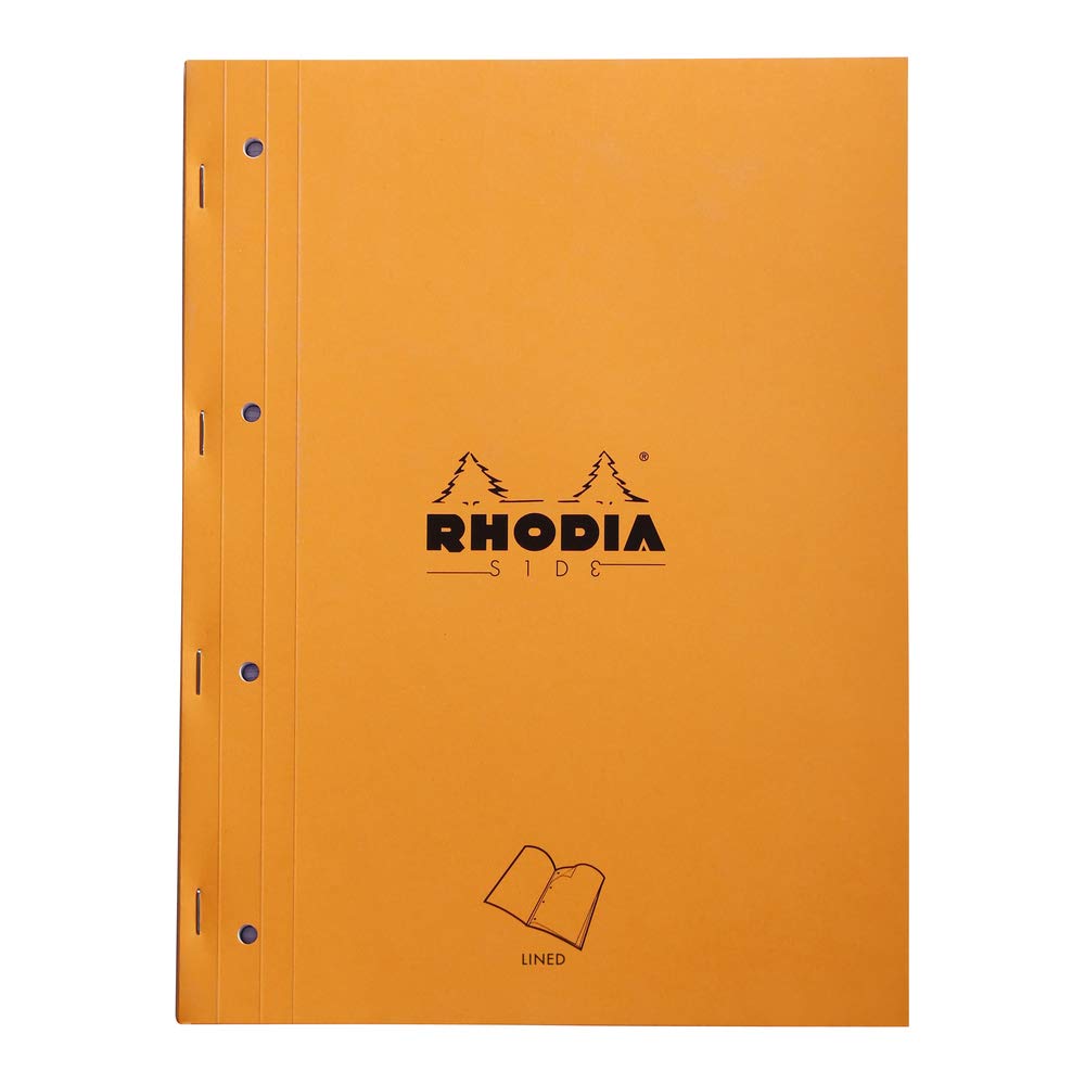 RHODIA 118014C - Orange Side Stapled Notepad - A4 - Lined - 80 Detachable Sheets Perf. 4 Holes - 80G White Clairefontaine Paper - Soft and Resistant Coated Card Cover - Basics โ image 1