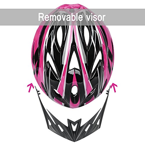 GIORO Ultralight Adult Cycling Bike Helmet for Men Women Specialized Road Urban Mountain Bicycle Safety Protection Certified with Removable Visor and Quick Release Adjustable Strap (Pink & Black) - Thumbnail 3