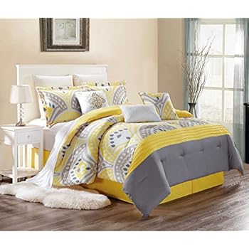 Amazon.com: Sunshine Yellow / Grey Comforter Set