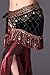 ZLTdream Women's Tribal Belly Dance Hip Scarf with tassel & copper Dark Red