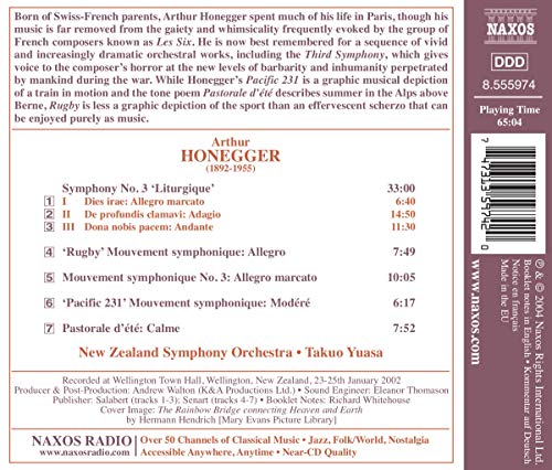 Arthur Honegger: Symphony No. 3 "Liturgique"/Pacific 231/Pastorale d'Ã©tÃ©/Rugby