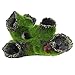 Aquarium Rock Cave Decoration with Green Grass for Fish Shrimp Hiding Aquarium Ornament