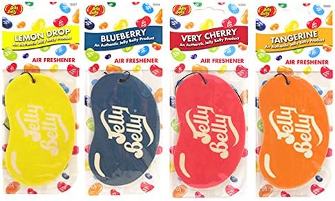 Jelly Belly 4x 2D Car Air Freshener Set Cherry Blueberry Tangerine Lemon