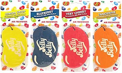 Jelly Belly 4x 2D Car Air Freshener Set Cherry Blueberry Tangerine Lemon