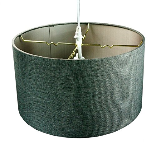 2 Light Plug-In Pendant Light By Home Concept - Hanging Swag Lamp Shallow Drum Granite Grey with Diffuser - Perfect for apartments, dorms, no wiring needed (Grey, White two-light)