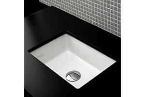 LACAVA Under-counter porcelain Bathroom Sink with an overflow, unglazed exterior. 17"W, 12"D, 5 7/8"H, White