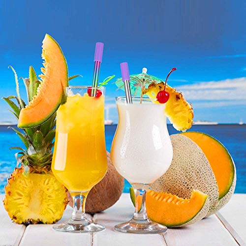 Bedee Paja Plegable, pajitas Reutilizables de Metal, Puntas de Silicona Ecológico Sin BPA Pajas de Beber con 2 Cepillos de Limpieza para Bebidas Juice Coffee Cóctel para Adultos y Niño 2 Piezas